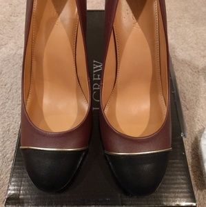 Black cap toe cabernet factory olive pumps